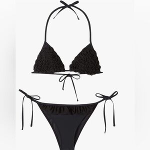 Black Ruffled Bikini Set